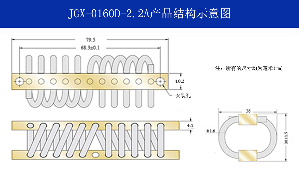 JGX-0160D-2.2A多應用鋼絲繩隔振器結(jié)構(gòu)