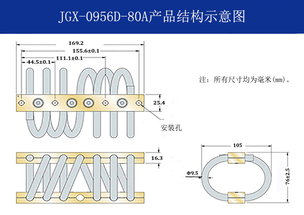 JGX-0956D-80A多應用鋼絲繩減震器結(jié)構(gòu)
